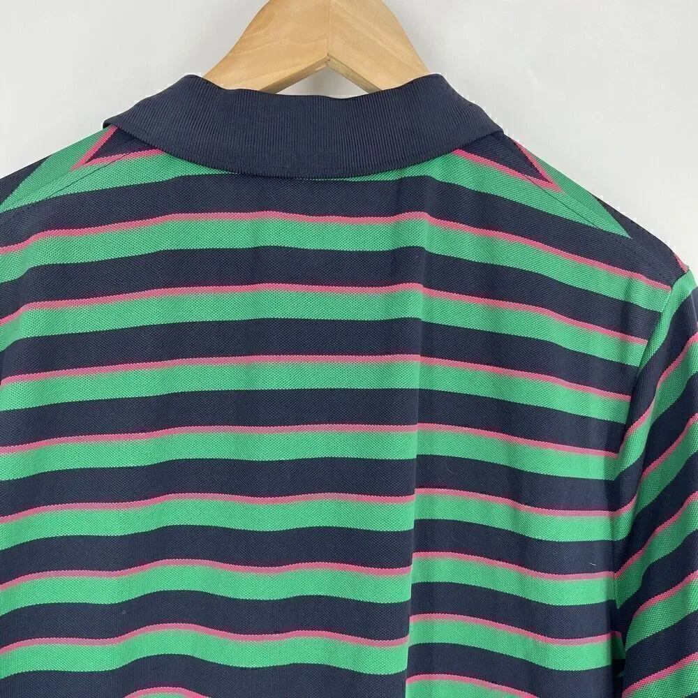 RLX Ralph Lauren Polo Shirt Size Medium Mens Navy Green Pink Golf Striped Wick